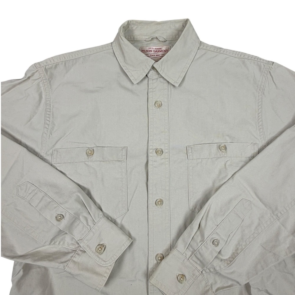Filson Buckhorn Field Shirt Button Up Shirt Mens XS Tan Cotton Long Sleeve